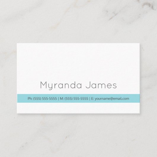 プレインホワシンプルイトストライプアクアミニマル連絡 名刺 (正面)