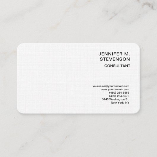 プレインミニマルシンプルリストホワイトクリーンシンプルリネン 名刺 (正面)