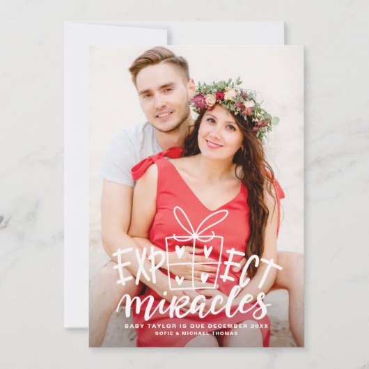 プレインミラクルズレタリングホリデイ妊娠 案内状 (正面)
