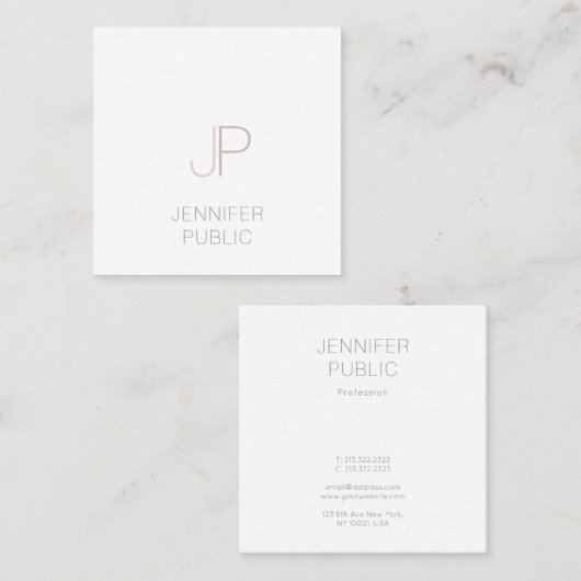 プレインモノグラムエレガントモダンプロフェッショナルデザイン スクエア名刺 (正面/裏面)