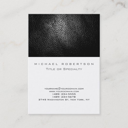 プレインレザー効果白かわいい名刺 名刺 (正面)