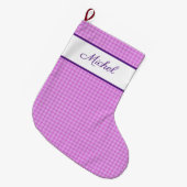 プレイ素朴ド模様ラベンダー名前をカスタムする ラージクリスマスストッキング (正面 (吊り時))