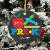 プレクスプレスクールApple Crayons Chalkboard写真 セラミックオーナメント