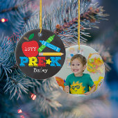 プレクスプレスクールApple Crayons Chalkboard写真 セラミックオーナメント