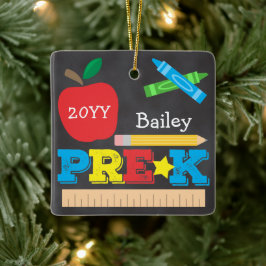 プレクプレスクールKeepsakeチョークボードカラフル セラミックオーナメント