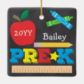 プレクプレスクールKeepsakeチョークボードカラフル セラミックオーナメント (裏面)