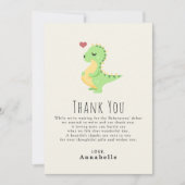 プレグゴサウルスかわいい恐竜の赤ちゃんシャワー サンキューカード (正面)