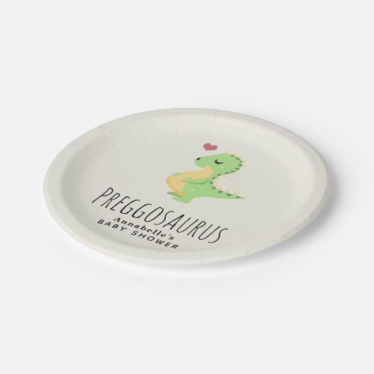 プレグゴサウルスかわいい恐竜の赤ちゃんシャワー ペーパープレート (アングル)