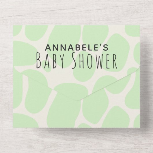 プレグゴサウルス可愛いおもしろい恐竜の赤ちゃんシャワー オールインワン招待状 (裏面)