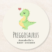プレグゴサウルス かわいい恐竜ベビーシャワー ラウンドペーパーコースター (正面)