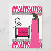 プレグナンとピンクとゼブラベビーシャワー招待状 招待状 (正面)