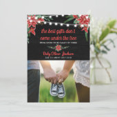 プレグネンションホリデーシャルクボードポイントセティア|写真 招待状 (スタンド正面)