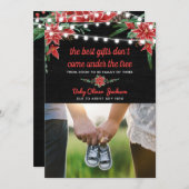 プレグネンションホリデーシャルクボードポイントセティア|写真 招待状 (正面/裏面)