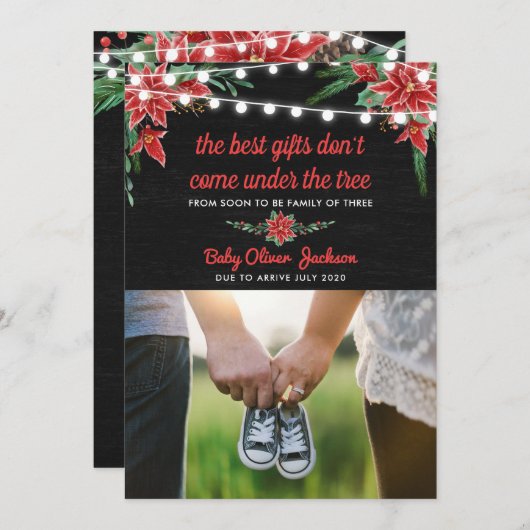 プレグネンションホリデーシャルクボードポイントセティア|写真 招待状 (正面/裏面)