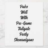 プレゲームのテールゲートパーティーシェナニガンとペア井戸 ワインラベル (シングルラベル)