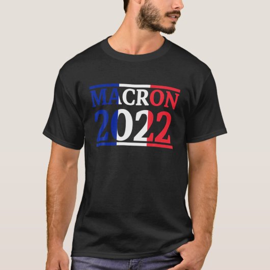 プレサイド用Macron 2022ヴィンテージフランス国旗Macron Tシャツ (正面)