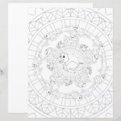 プレシオサウルス恐竜マンダラキッズカラーリングページ (正面/裏面)