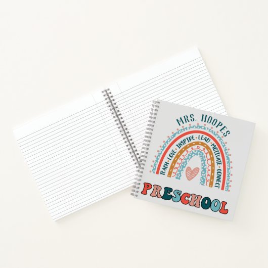 プレショールボホーレインボーハートトレンディー パーソナライズされた ノートブック (内部)