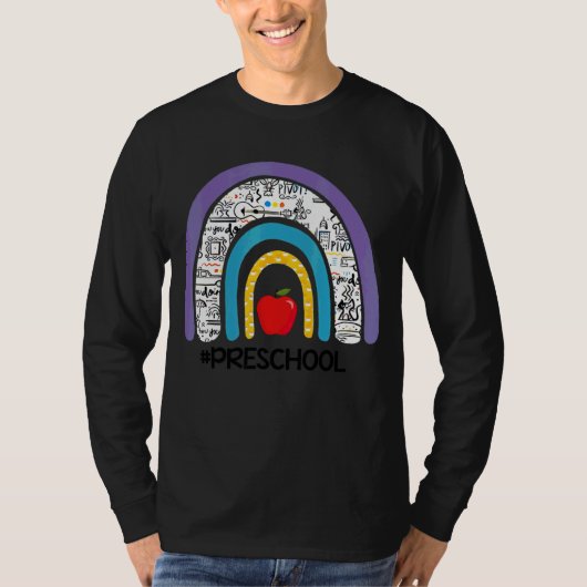 プレショールレインボーアップル新学期先生 Tシャツ (正面)