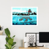 プレジオサウルス恐竜の絵 ポスター (ホームオフィス)