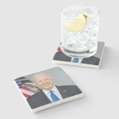 プレジデントジョーバイデン氏ホワイトハウスポートレート ストーンコースター (横)