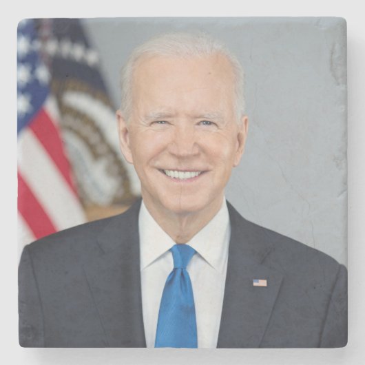 プレジデントジョーバイデン氏ホワイトハウスポートレート ストーンコースター (正面)