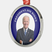 プレジデントジョーバイデン氏ポートレートオンブルー メタルオーナメント (左)