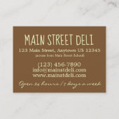 プレスされたキューバハムチーズサンドイッチデリレストラン 名刺 (裏面)