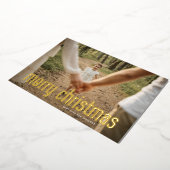 プレスはっきりした金ゴールドモダンメリークリスマスフォト 箔シーズンカード (回転した状態)