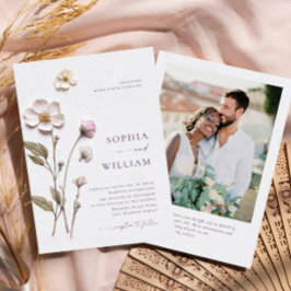 プレスエレガントアートパステルボホフラワーズ結婚ーズ 招待状