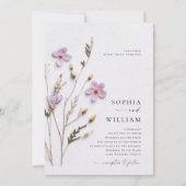 プレスエレガントドライパステルボホフラワーズ結婚 招待状 (正面)