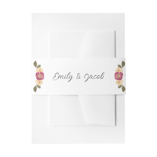 プレスエレガントワイルドフラワーズボホ庭園の結婚式 招待状ベリーバンド (正面例)