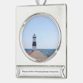 プレスクアイルノースピアヘッドライトハウス シルバープレートバナーオーナメント (左)