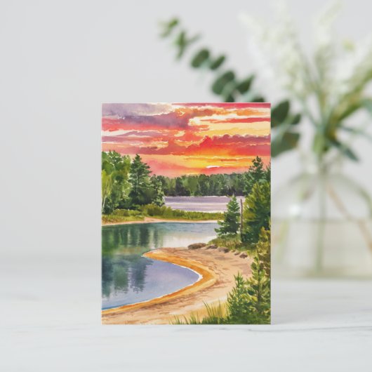 プレスクアイル州パークウォーター絵を描カラー ポストカード (スタンド正面)