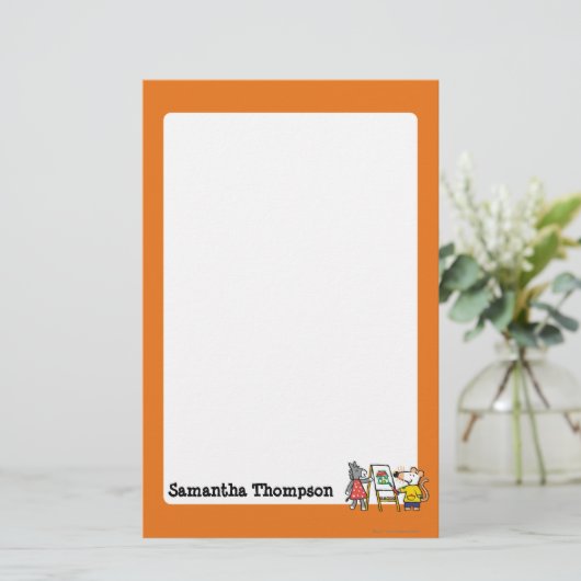 プレスクールのメイシ絵を描ーとドティ 便箋 (スタンド正面)