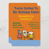 プレスクールのメイシ絵を描ーとドティ 招待状 (正面/裏面)