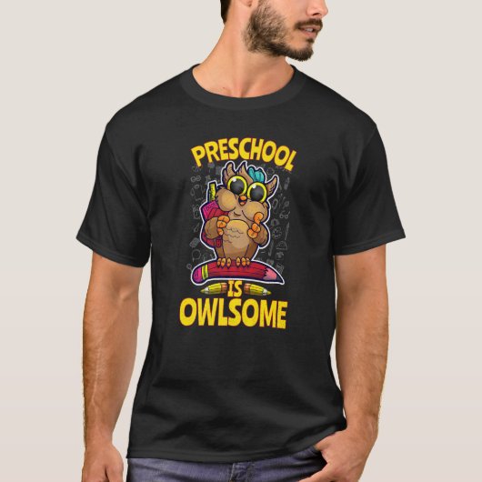 プレスクールはオールソーム新学期フクロウ先生St Tシャツ (正面)
