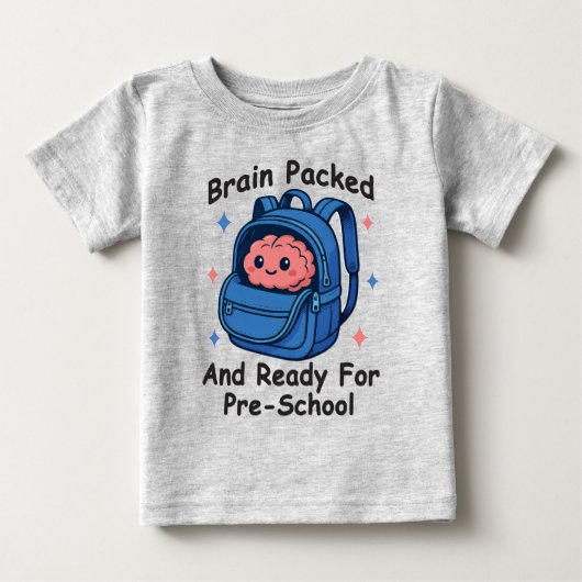 「プレスクール準備万端」な脳みそ ベビーTシャツ (正面)