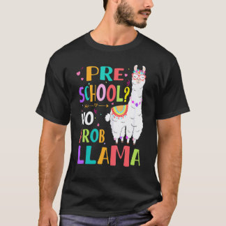 プレスクール無問題ラマ女子先生初登校日 Tシャツ