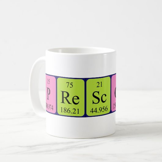 プレスコットの周期表の名前のマグ コーヒーマグカップ (正面左)