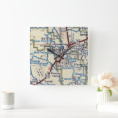 プレスコットアリゾナヴィンテージの地図 スクエア壁時計 (ホーム)