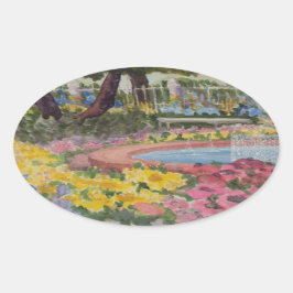 プレスコットパークガーデンポピーズポーツマスNH 楕円形シール