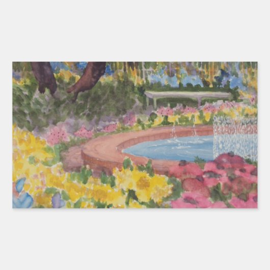 プレスコットパークガーデンポピーズポーツマスNH 長方形シール (正面)