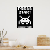 プレススタートInsertコインゲーマーデザイン ポスター (キッチン)
