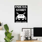 プレススタートInsertコインゲーマーデザイン ポスター (ホームオフィス)
