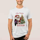 プレストンスコットドッグパーソナライズされたクリスマスTシャツ トライブレンドTシャツ (正面)