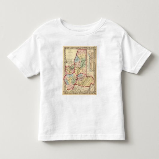 プレストン、テイラー、BarbourのTucker郡の地図 トドラーTシャツ (正面)