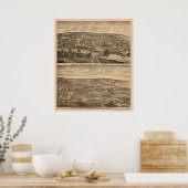 プレストン， MNパノラママップ – 1874 ポスター (キッチン)