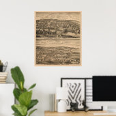 プレストン， MNパノラママップ – 1874 ポスター (ホームオフィス)