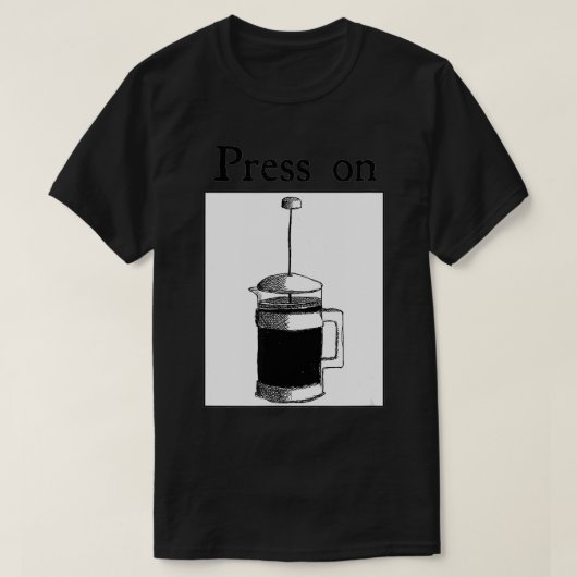 プレスフランスのコーヒーエスプレッソ Tシャツ (デザイン正面)
